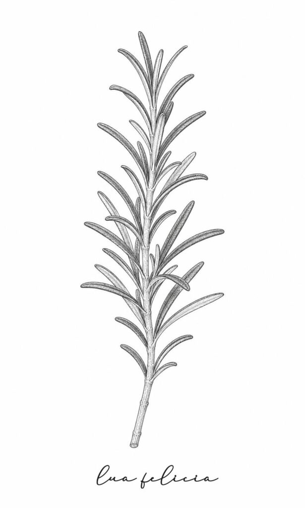 Desenho botânico de Alecrim
